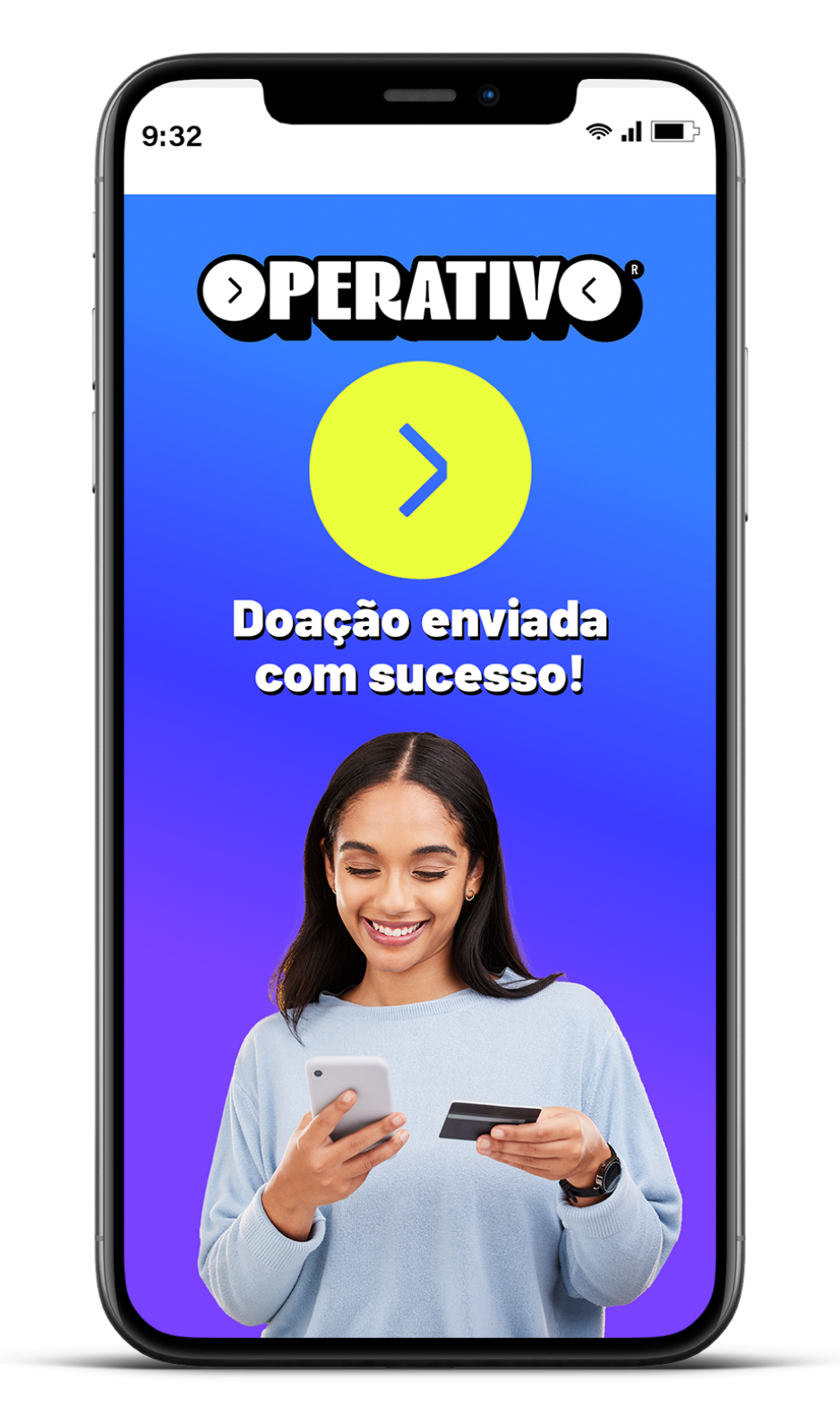 Pessoa feliz com doação